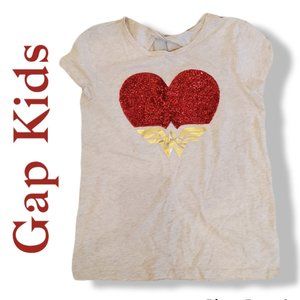 Gap Kids Wonder Woman Heart Sequin Girls Shirt